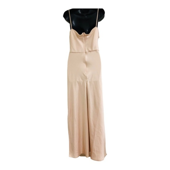 Taylor champagne light pink spaghetti strap cowlneck silk look maxi gown size 16 - Picture 7 of 13